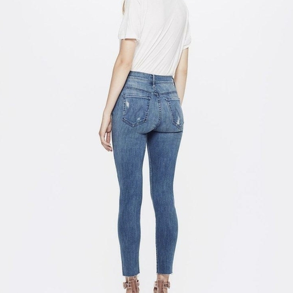 Mother The Stunner Graffiti Girl High Waisted Cropped Ankle Fray Skinny Jeans 25 - Picture 16 of 16